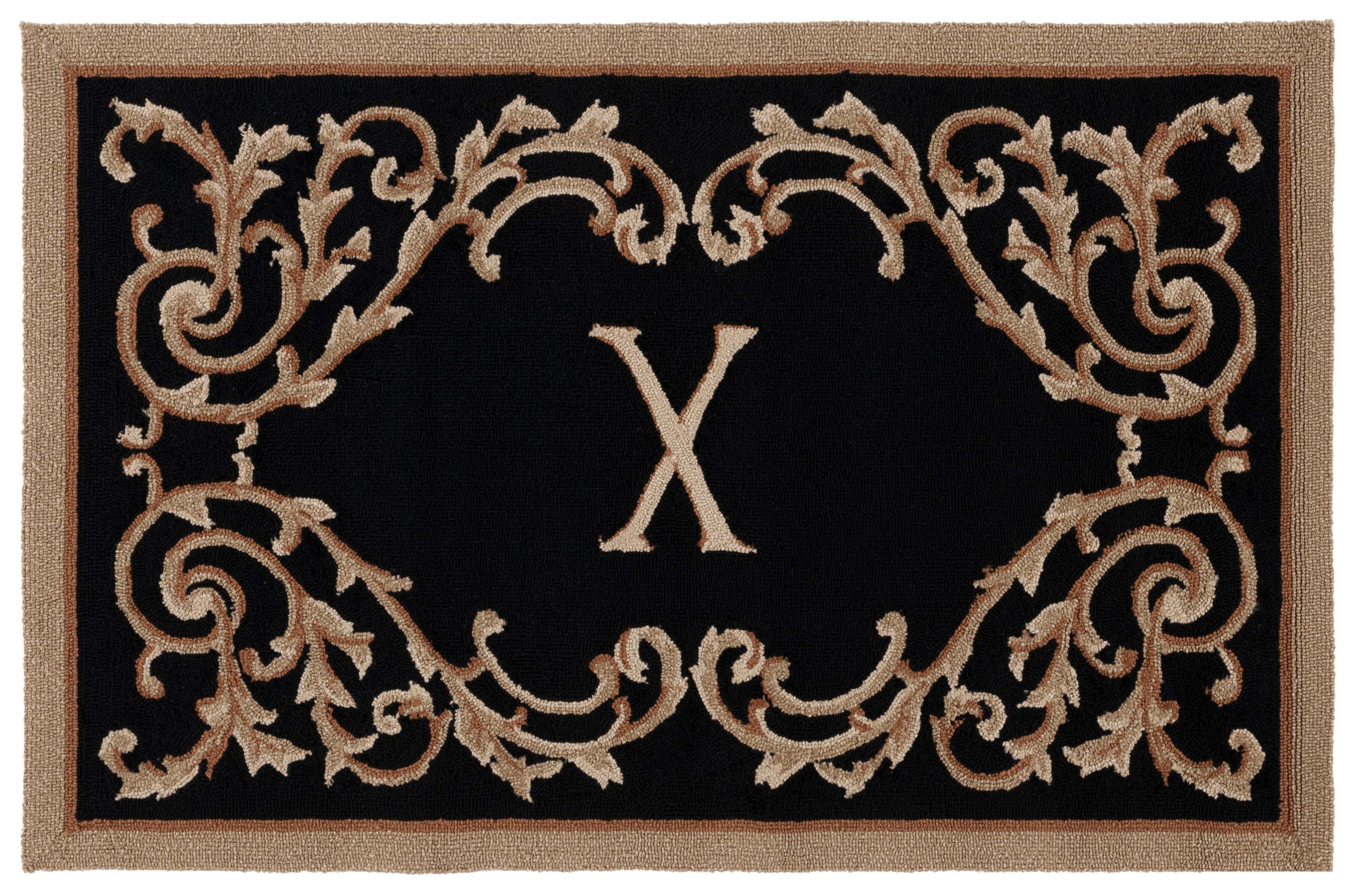 SAFAVIEH Monogram Bernica Medallion Indoor/Outdoor Area Rug, Black, 2'6" x 4'