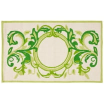 SAFAVIEH Monogram Cindy Medallion Indoor/Outdoor Area Rug, Beige/Green, 2'6" x 4'