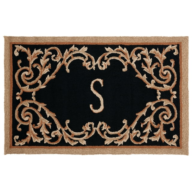 SAFAVIEH Monogram Collection MON228S Hand-hooked Black Rug