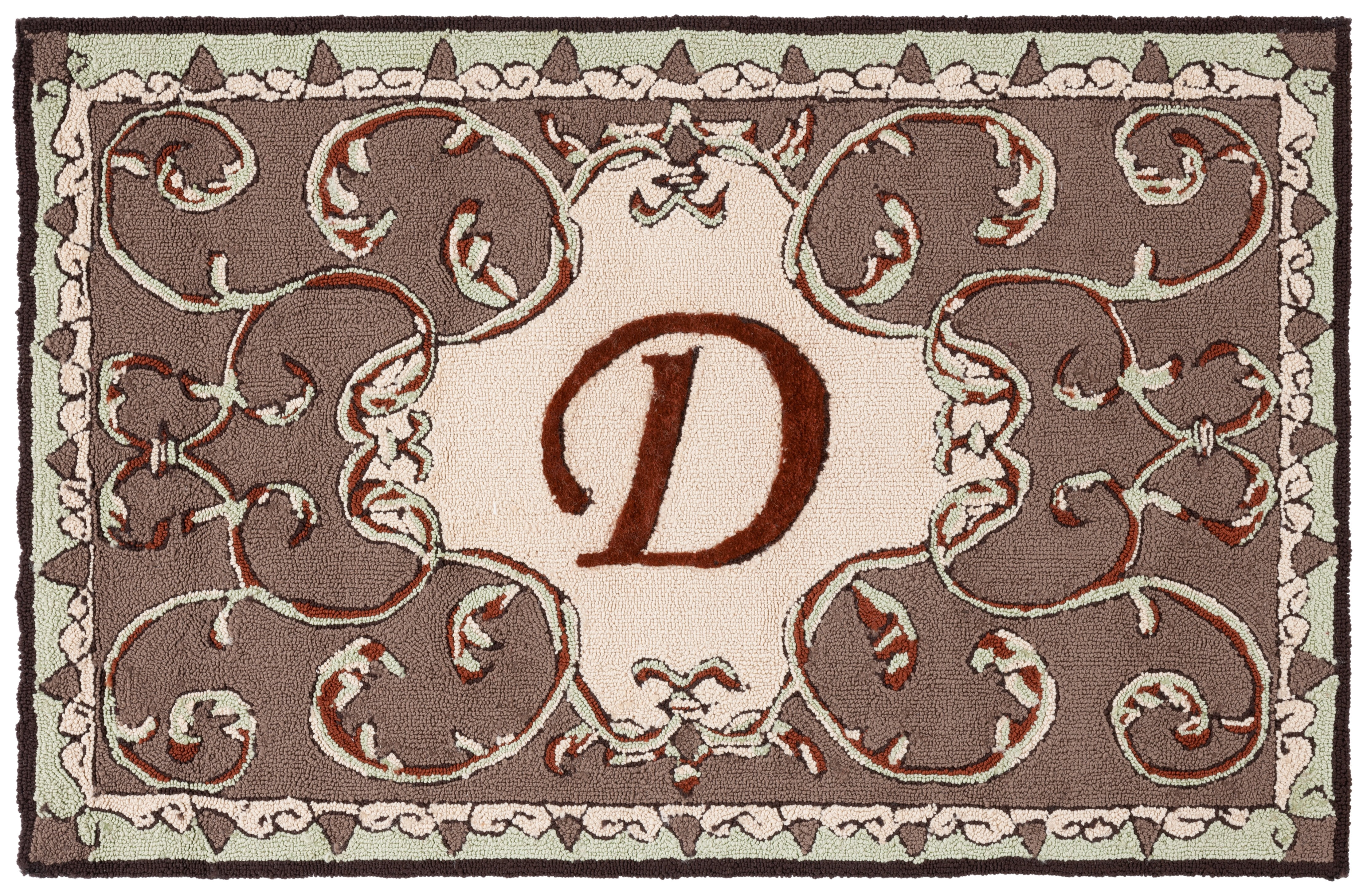 SAFAVIEH Monogram Ethelred Bordered Indoor/Outdoor Area Rug, Mocha, 2'6" x 4'