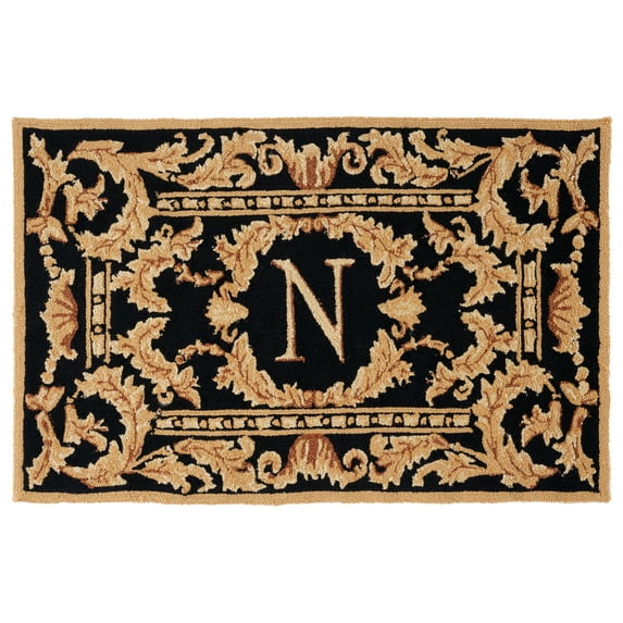 SAFAVIEH Monogram Jaslyn Medallion Indoor/Outdoor Area Rug, Black, 2'6" x 4'