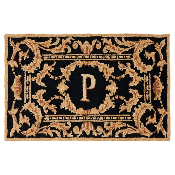 SAFAVIEH Monogram Jaslyn Medallion Indoor/Outdoor Area Rug, Black, 2'6" x 4'