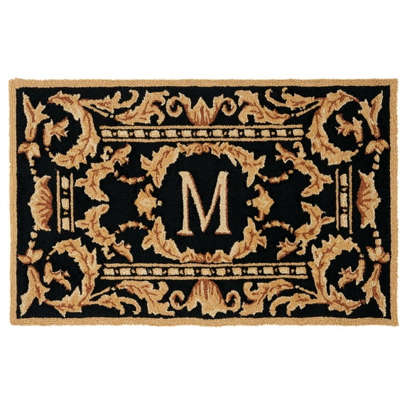 SAFAVIEH Monogram Jaslyn Medallion Indoor/Outdoor Area Rug, Black, 2'6" x 4'