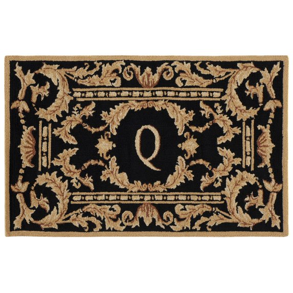 SAFAVIEH Monogram Jaslyn Medallion Indoor/Outdoor Area Rug, Black, 2'6" x 4'