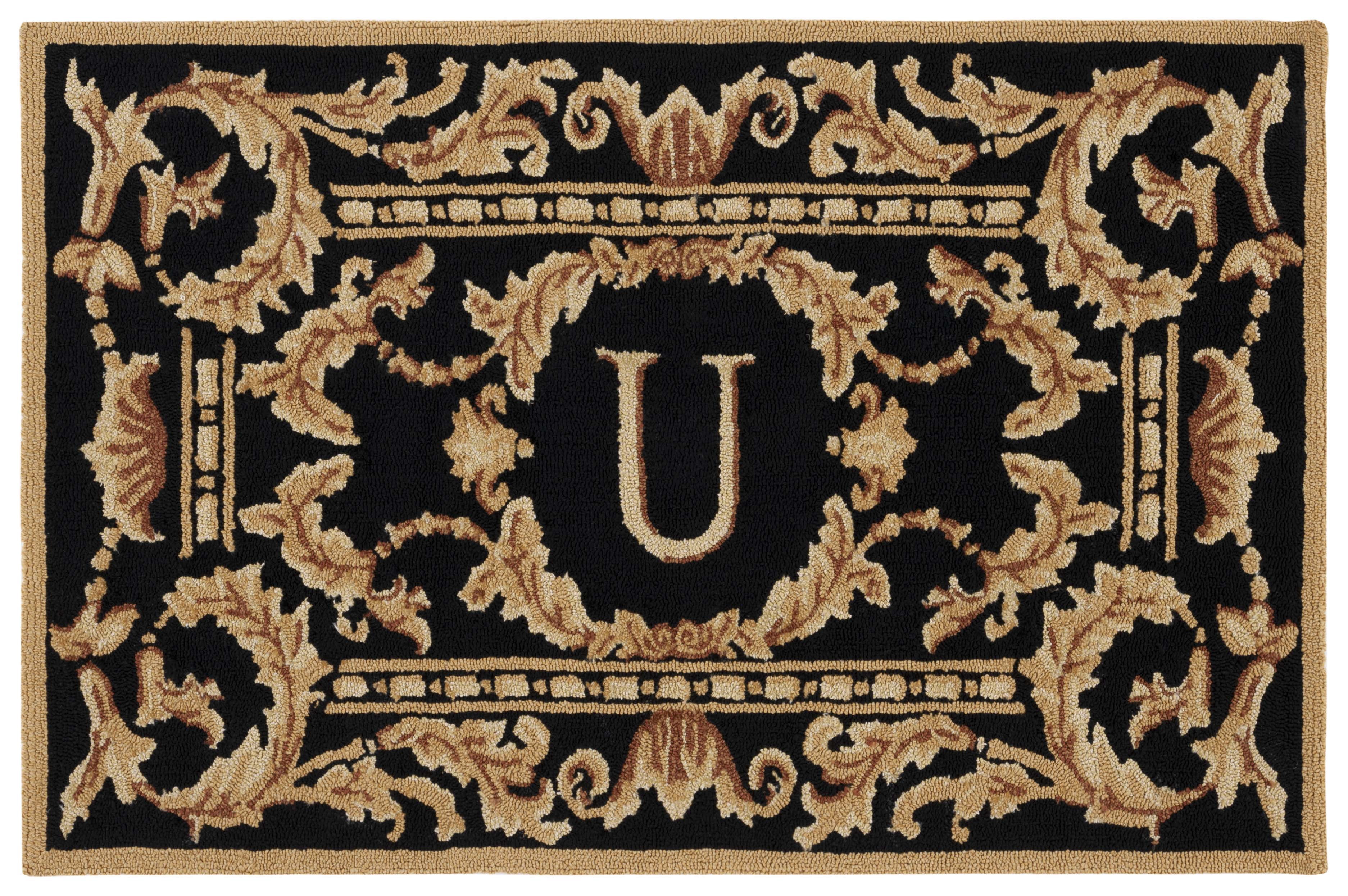 SAFAVIEH Monogram Jaslyn Medallion Indoor/Outdoor Area Rug, Black, 2'6" x 4'