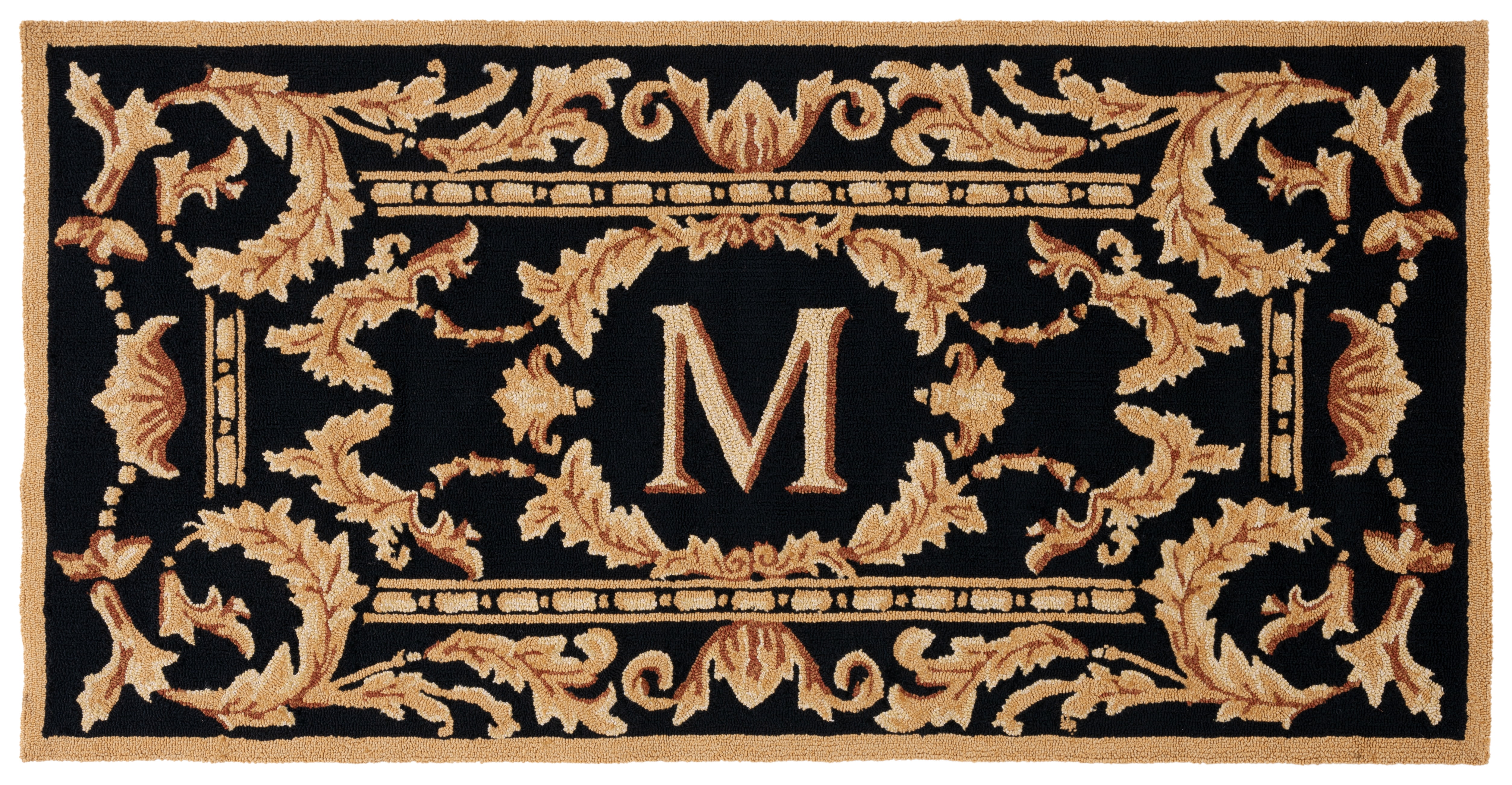 SAFAVIEH Monogram Jaslyn Medallion Indoor/Outdoor Area Rug, Black, 3' x 6'