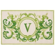 SAFAVIEH Monogram Marienn Medallion Indoor/Outdoor Area Rug, Beige/Green, 2'6" x 4'