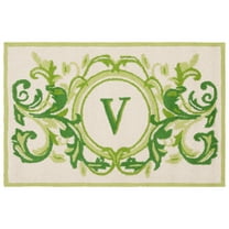 SAFAVIEH Monogram Marienn Medallion Indoor/Outdoor Area Rug, Beige/Green, 2'6" x 4'