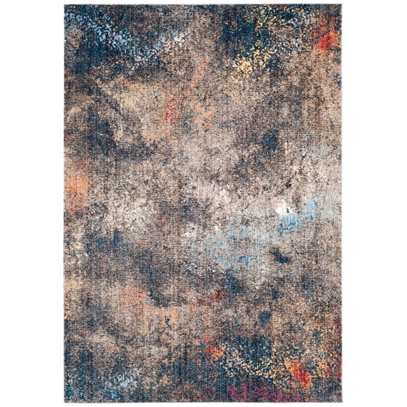 SAFAVIEH Monray Calista Geometric Polyester Area Rug, Blue/Multi, 3' x 5'
