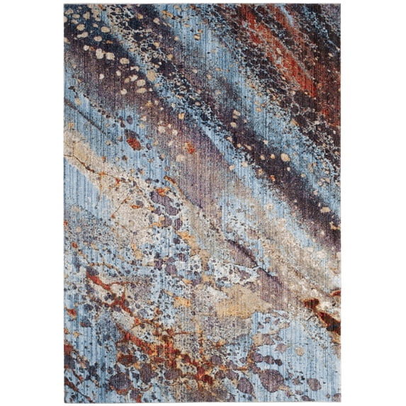 SAFAVIEH Monray Chandler Geometric Polyester Area Rug, Red/Multi, 4' x 6'