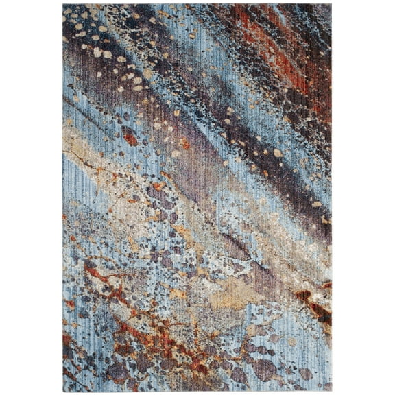 SAFAVIEH Monray Chandler Geometric Polyester Area Rug, Red/Multi, 4' x 6'