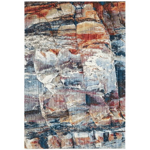 SAFAVIEH Monray Jules Geometric Polyester Area Rug, Red/Multi, 4' x 6'