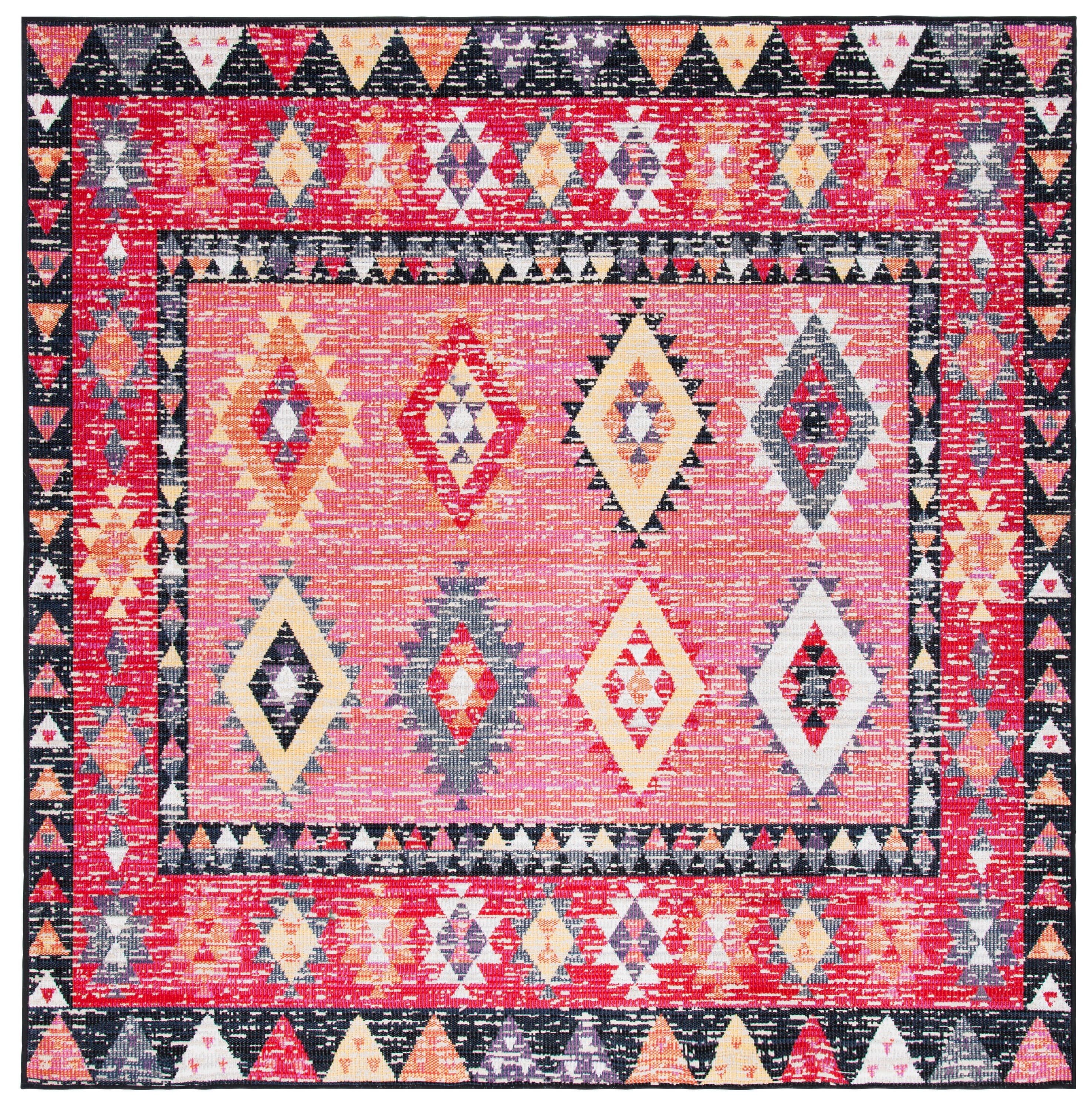 79'' Black Square Easy-Care Synthetic Indoor/Outdoor Rug