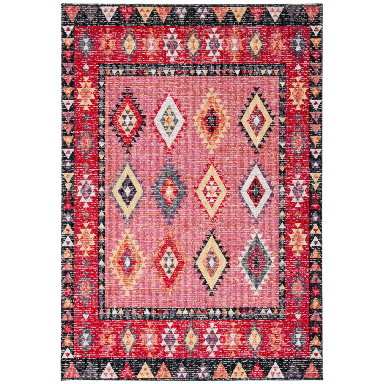 SAFAVIEH Montage Andreas Geometric Indoor/Outdoor Area Rug, Pink/Black, 9' x 12'