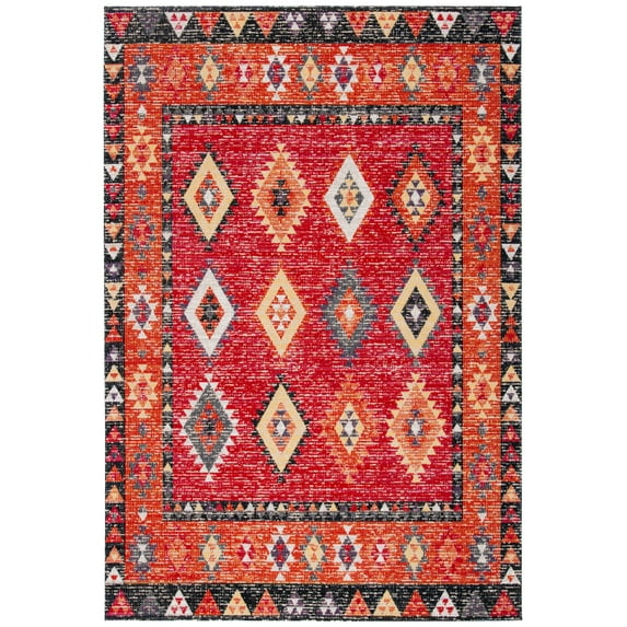 SAFAVIEH Montage Andreas Geometric Indoor/Outdoor Area Rug, Red/Black, 8' x 10'