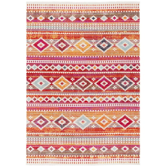 SAFAVIEH Montage Ashley Geometric Indoor/Outdoor Area Rug, Red/Fuchsia, 8' x 10'