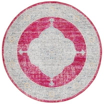 SAFAVIEH Montage Creighton Abstract Indoor/Outdoor Area Rug, Rose/Grey, 6'7" x 6'7" Round