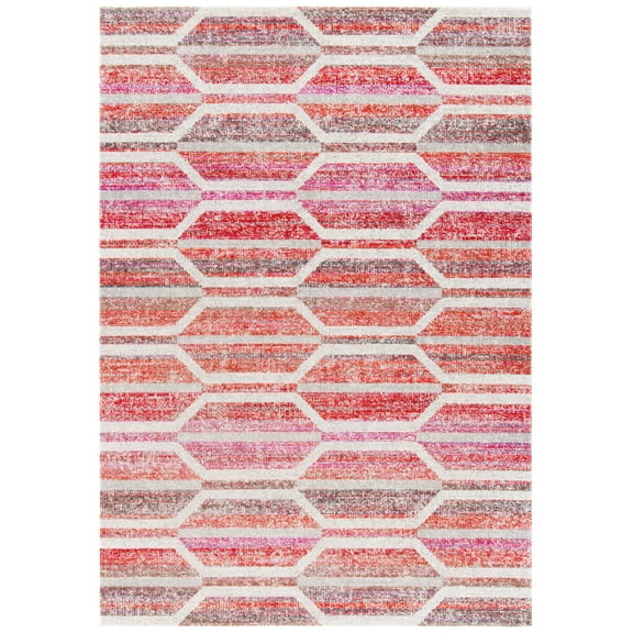 SAFAVIEH Montage Doretta Geometric Indoor/Outdoor Area Rug, Red/Ivory, 6' x 9'