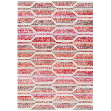 SAFAVIEH Montage Doretta Geometric Indoor/Outdoor Area Rug, Red/Ivory, 8' x 10'