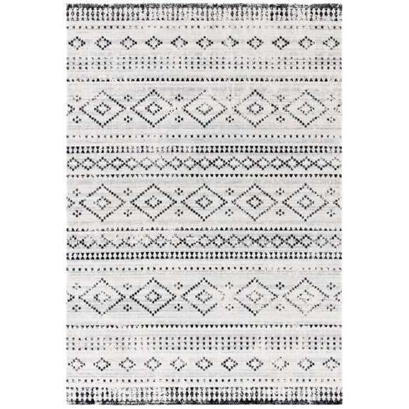 SAFAVIEH Montage Elijah Geometric Indoor/Outdoor Area Rug, Grey/Ivory, 5'1" x 7'6"