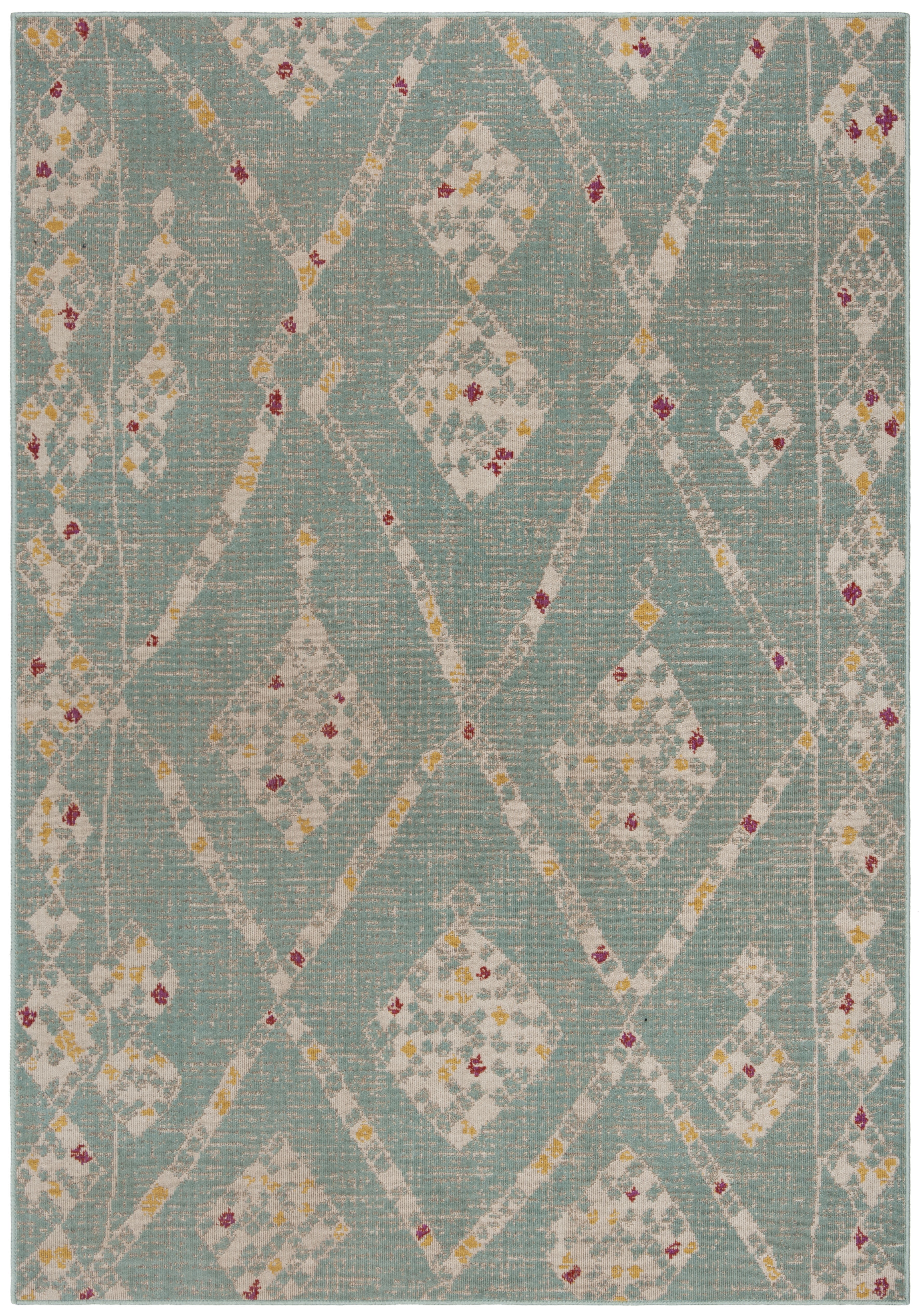 SAFAVIEH Montage Fiona Geometric Indoor/Outdoor Area Rug, Aqua/Beige, 5'1" x 7'6"