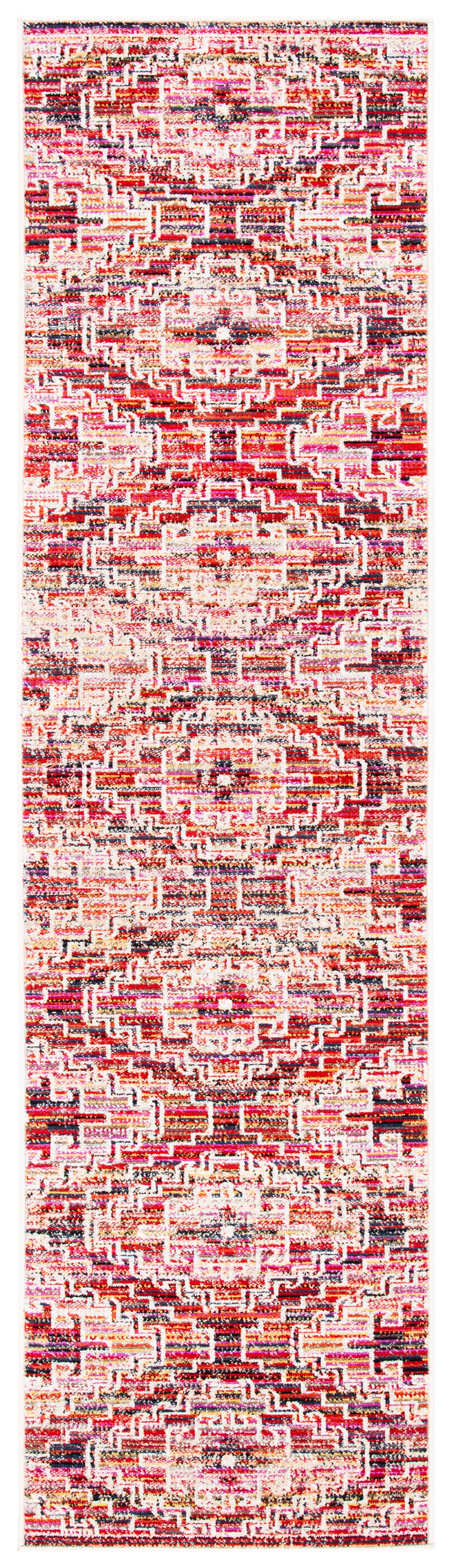 SAFAVIEH Montage Gladwyn Geometric Indoor/Outdoor Runner Rug, Rust/Ivory, 2'3" x 8'