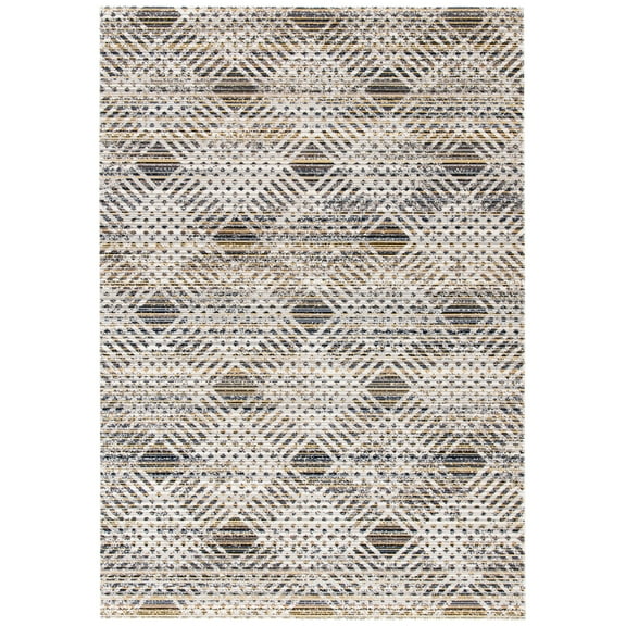 SAFAVIEH Montage Hedley Geometric Indoor/Outdoor Area Rug, Dark Grey/Grey, 5'1" x 7'6"