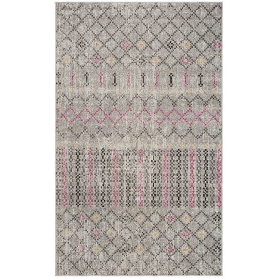 SAFAVIEH Montage Janne Geometric Indoor/Outdoor Area Rug, Grey/Multi, 5'1" x 7'6"