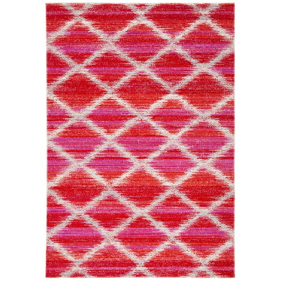SAFAVIEH Montage Peyton Geometric Indoor/Outdoor Area Rug, Fuchsia/Ivory, 8' x 10'