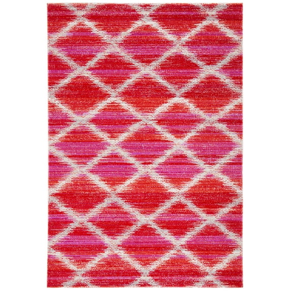 SAFAVIEH Montage Peyton Geometric Indoor/Outdoor Area Rug, Fuchsia/Ivory, 8' x 10'