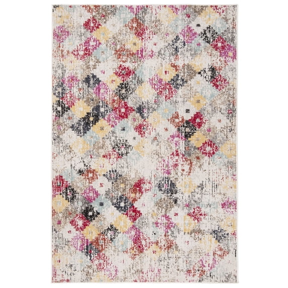 SAFAVIEH Montage Rosamund Abstract Indoor/Outdoor Area Rug, Taupe/Multi, 4' x 6'