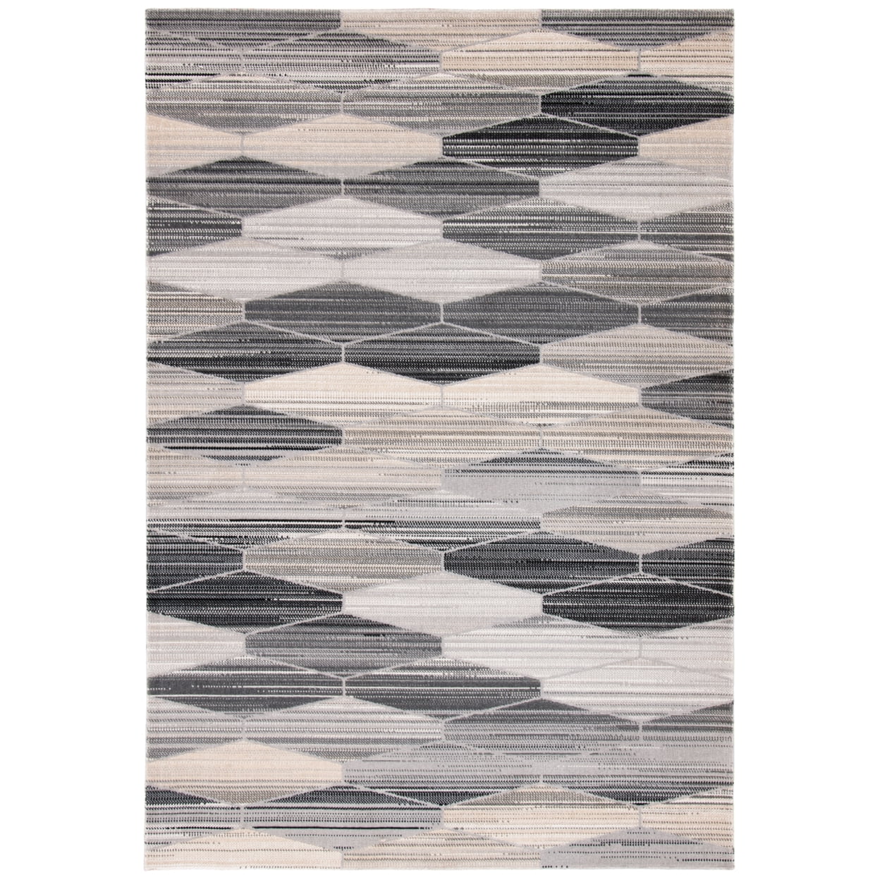 SAFAVIEH Montage Vardan Geometric Indoor/Outdoor Area Rug, Grey/Dark Grey, 5'1" x 7'6"