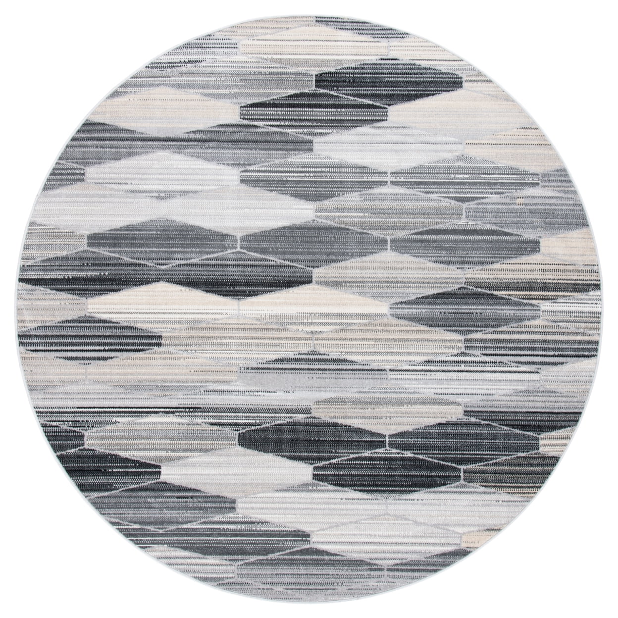 SAFAVIEH Montage Vardan Geometric Indoor/Outdoor Area Rug, Grey/Dark Grey, 6'7" x 6'7" Round