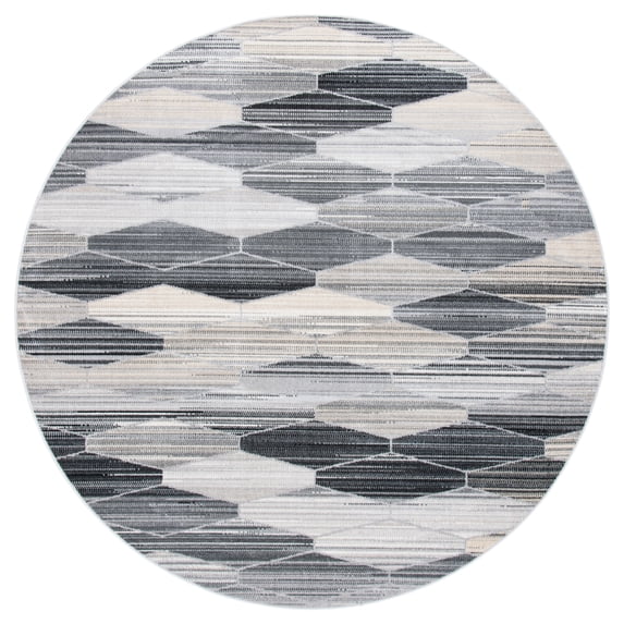 SAFAVIEH Montage Vardan Geometric Indoor/Outdoor Area Rug, Grey/Dark Grey, 6'7" x 6'7" Round