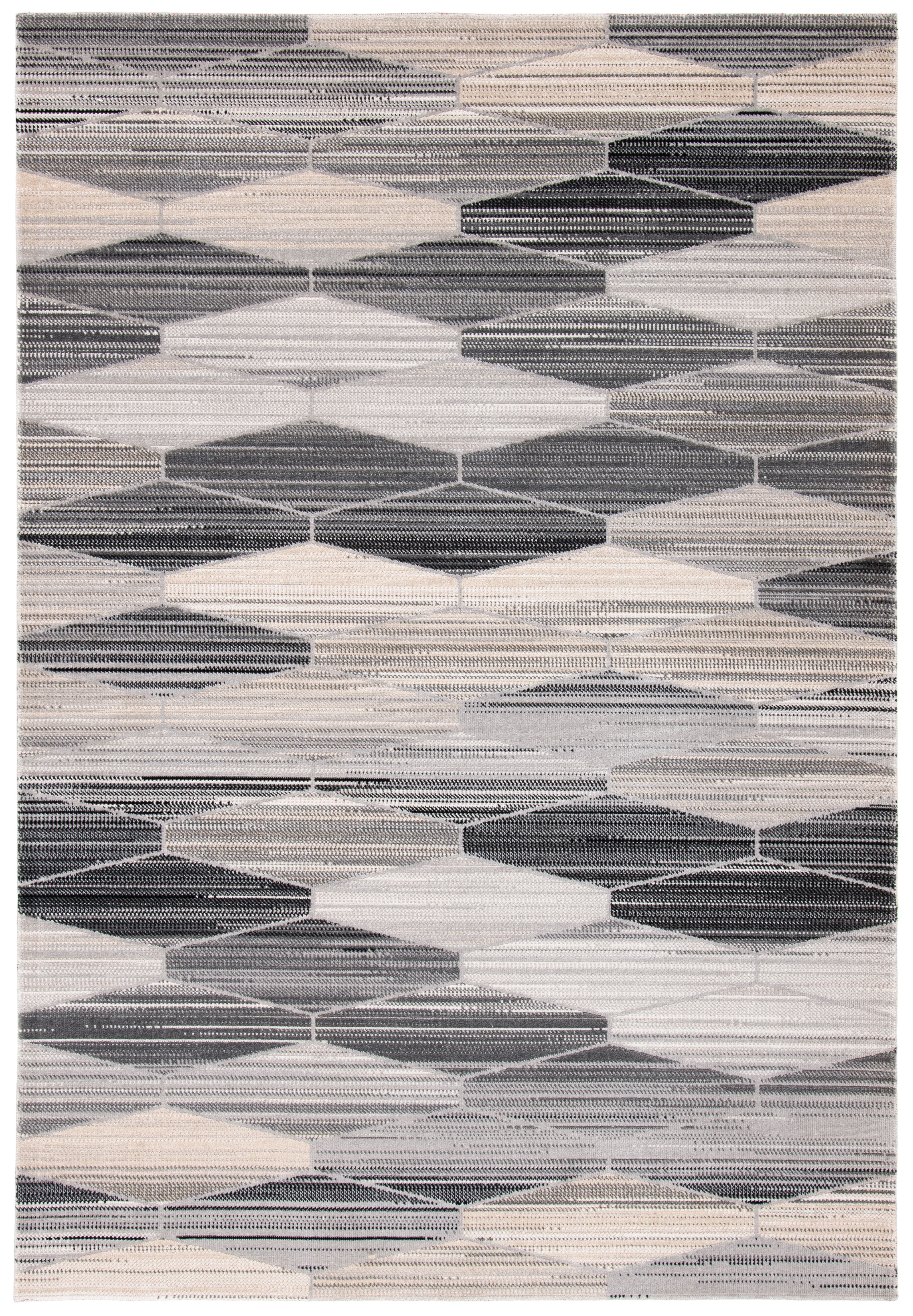 Grey and Dark Grey Geometric 6' x 9' Synthetic Area Rug