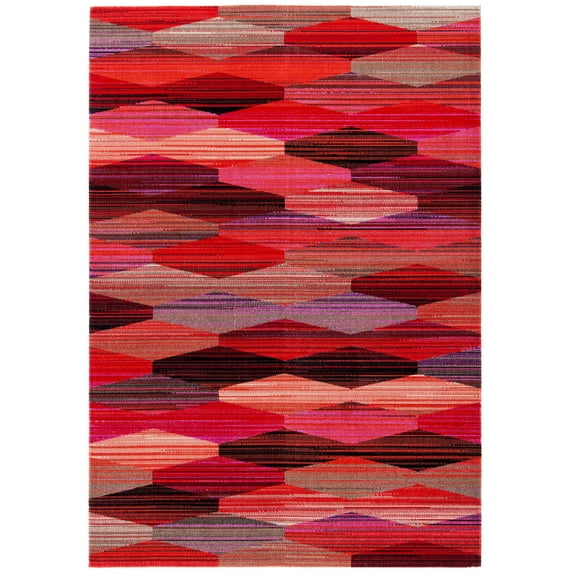 SAFAVIEH Montage Vardan Geometric Indoor/Outdoor Area Rug, Red/Fuchsia, 3' x 5'