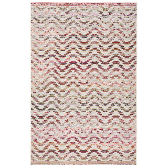 SAFAVIEH Montage Wendell Chevron Indoor/Outdoor Area Rug, Rust/Multi, 4' x 6'