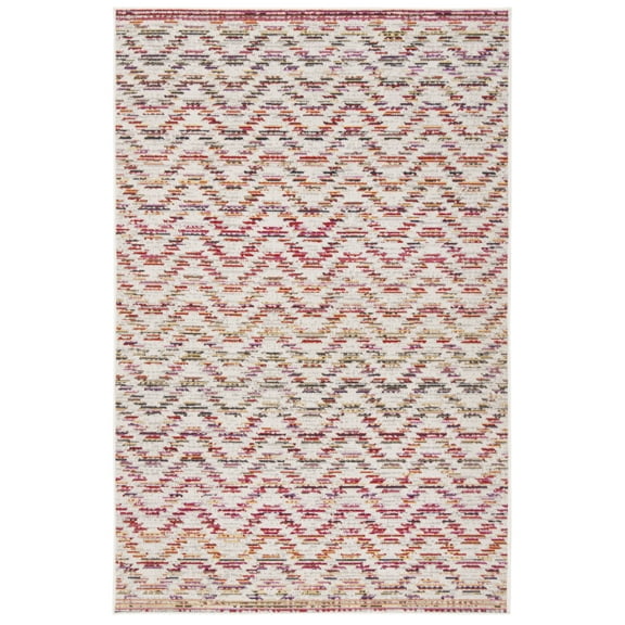 SAFAVIEH Montage Wendell Chevron Indoor/Outdoor Area Rug, Rust/Multi, 4' x 6'