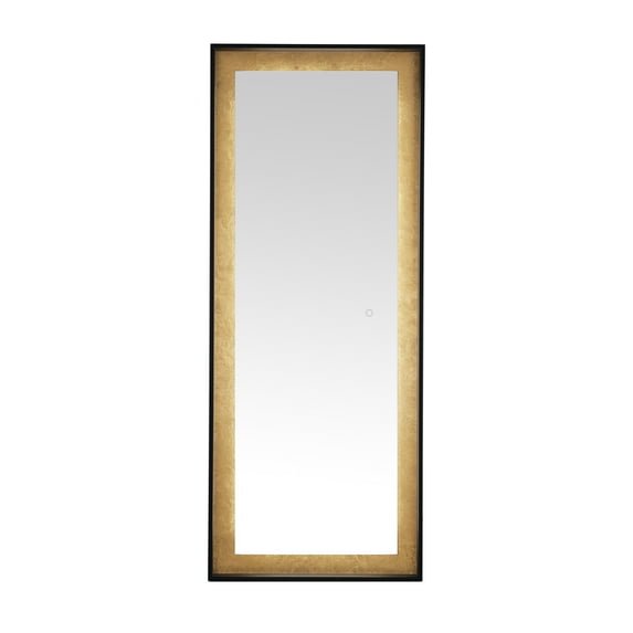 SAFAVIEH Montauk 26 Inch Led Mirror, Black/Gold Leaf