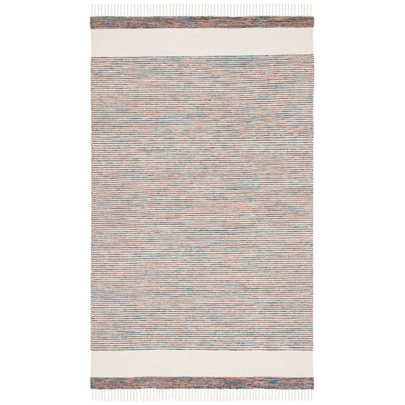 SAFAVIEH Montauk Abel Striped Cotton Area Rug, Beige/Blue, 8' x 10'