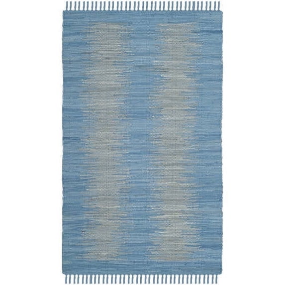 SAFAVIEH Montauk Adayln Abstract Cotton Area Rug, Light Blue, 4' x 6'