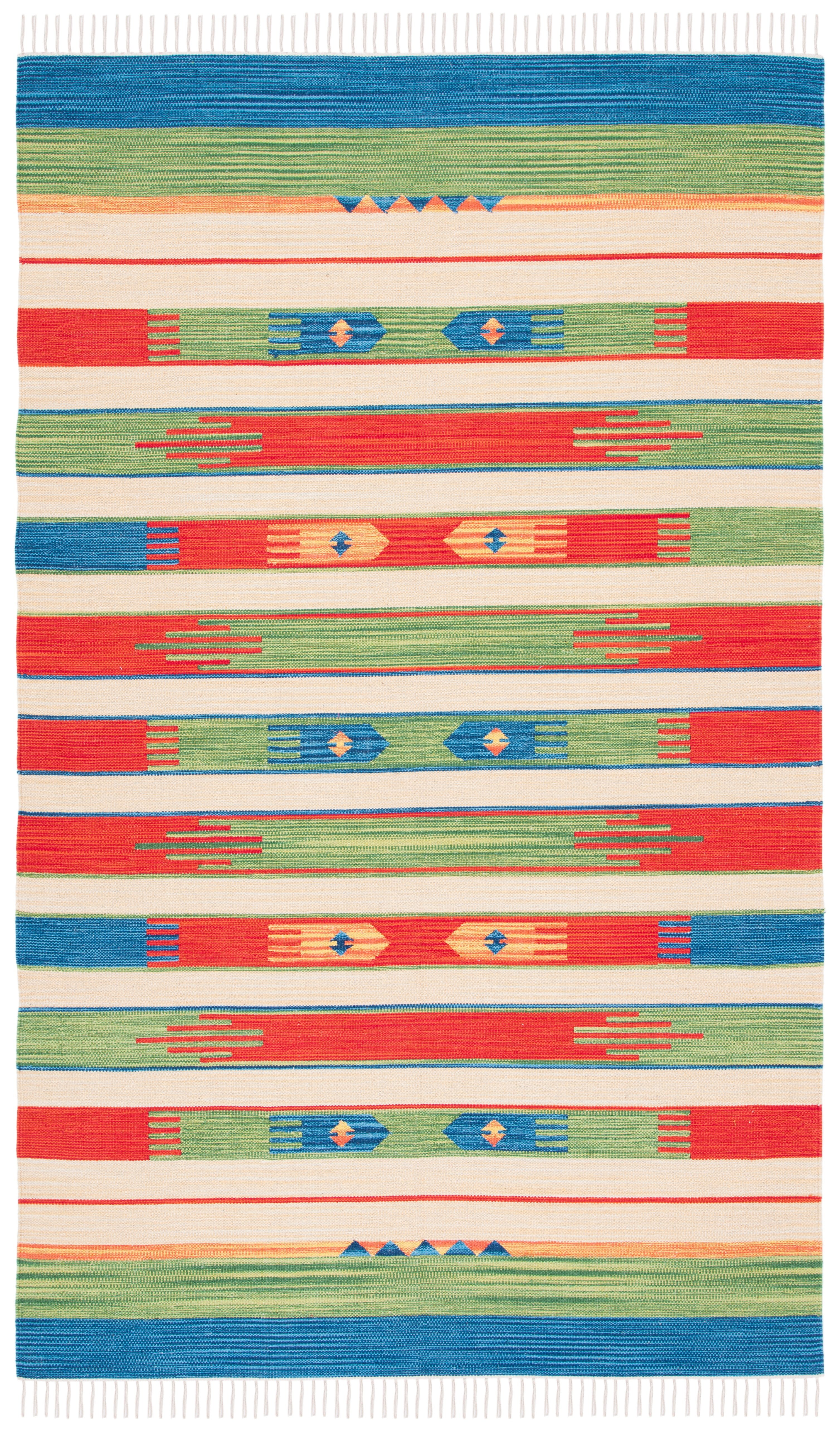 SAFAVIEH Montauk Aindreas Southwestern Cotton Area Rug, Green/Blue, 5' x 8'