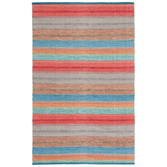 SAFAVIEH Montauk Albine Striped Cotton Area Rug, Blue/Grey, 3' x 5'