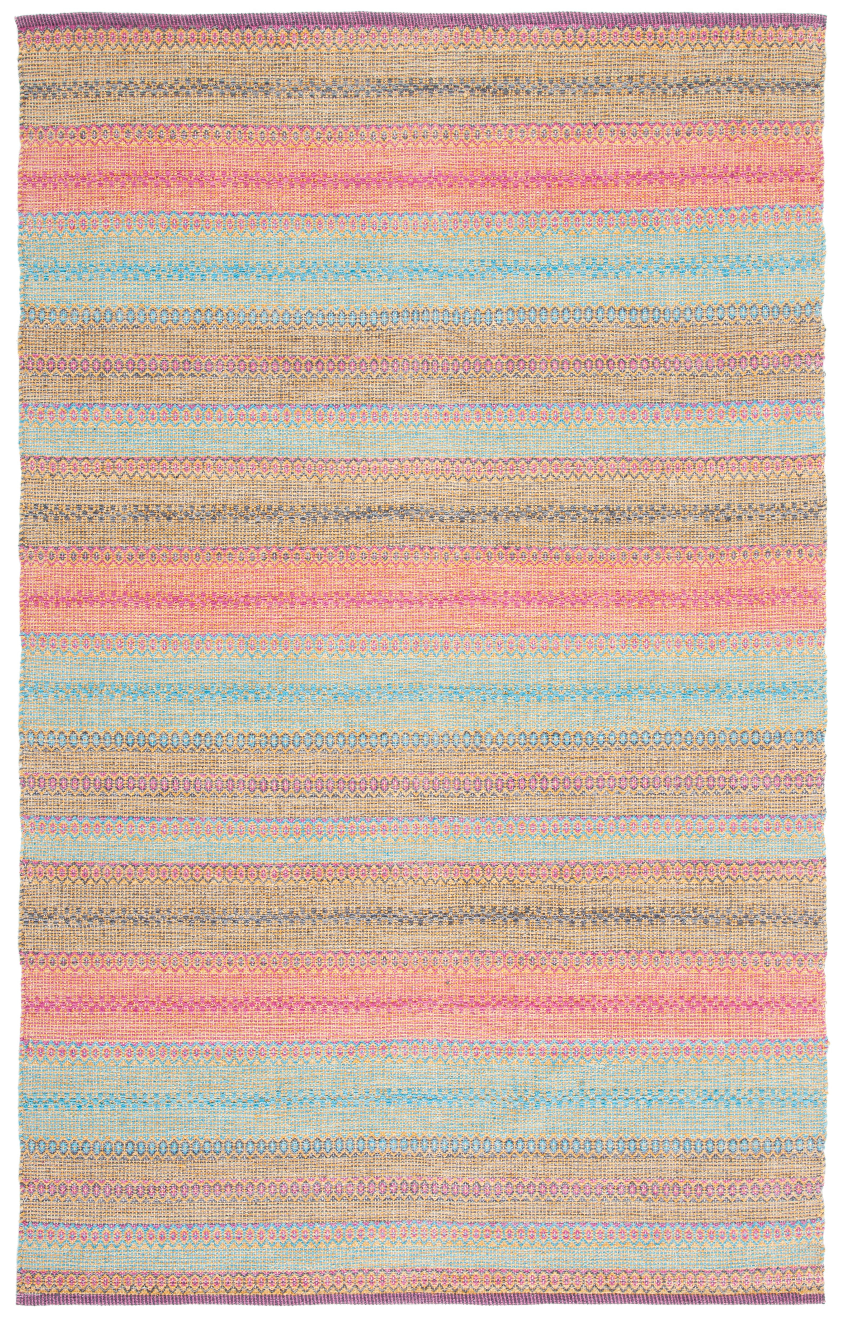 Coastal Breeze Blue Cotton-Wool 5'x8' Flat Woven Rug