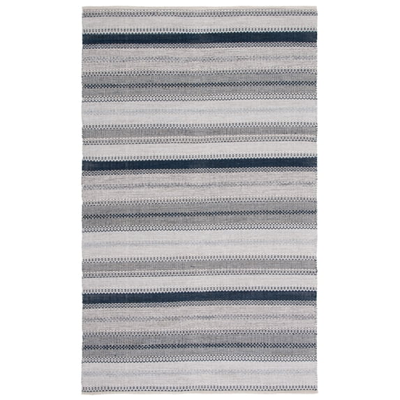 SAFAVIEH Montauk Albine Striped Cotton Area Rug, Grey/Black, 4' x 6'