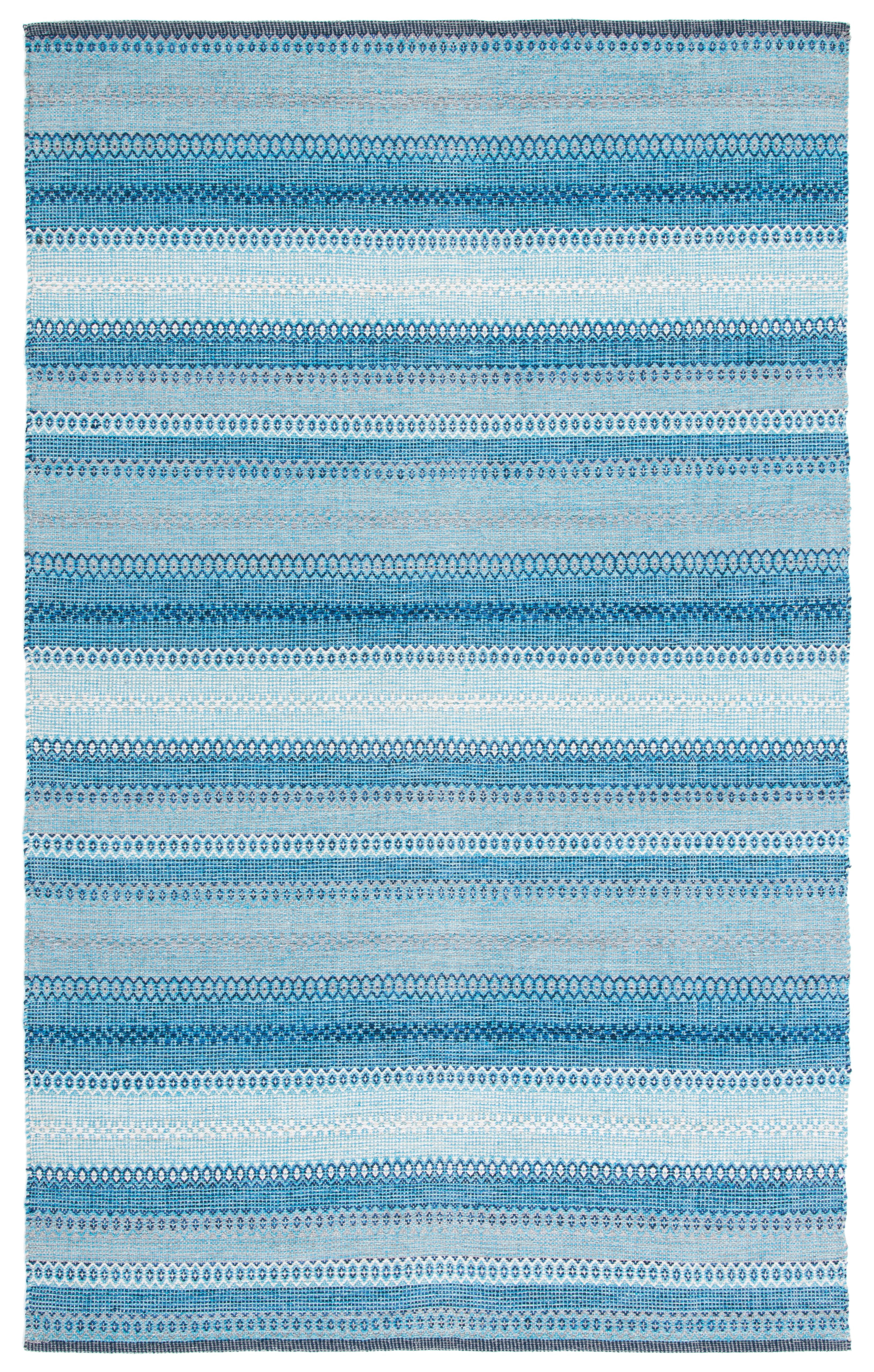 Coastal Charm Blue and Grey Cotton Handwoven Flatweave Rug - 3' x 5'