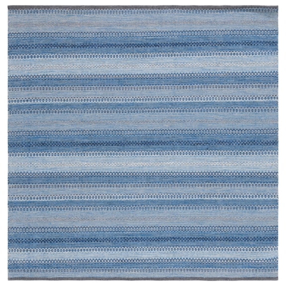 SAFAVIEH Montauk Albine Striped Cotton Area Rug, Grey/Blue, 6' x 6' Square