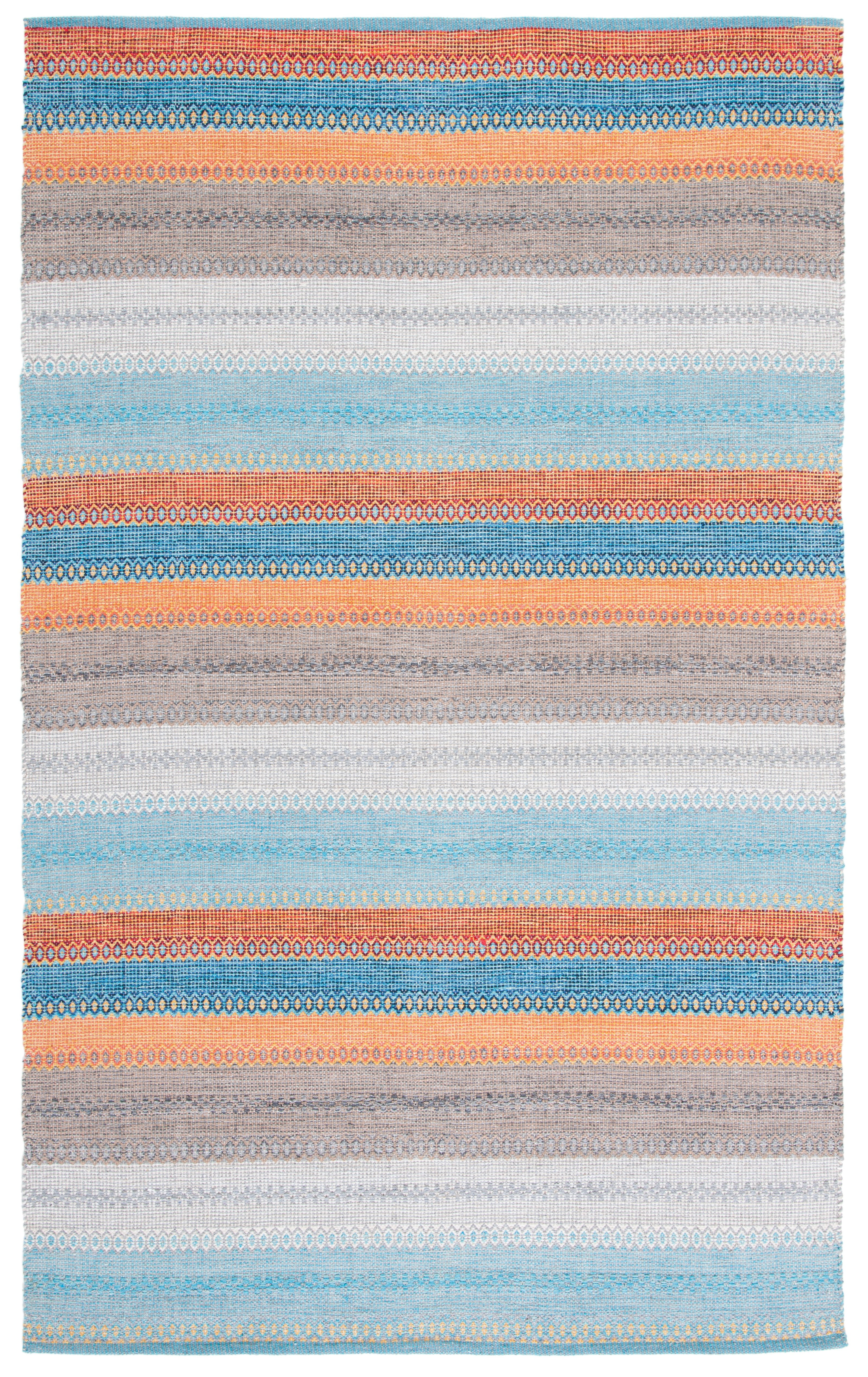 SAFAVIEH Montauk Albine Striped Cotton Area Rug, Grey/Orange, 5' x 8'