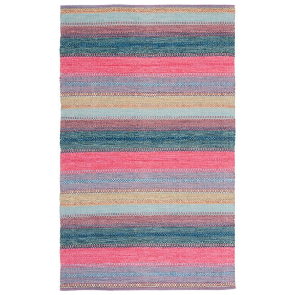 SAFAVIEH Montauk Albine Striped Cotton Area Rug, Red/Blue, 3' x 5'