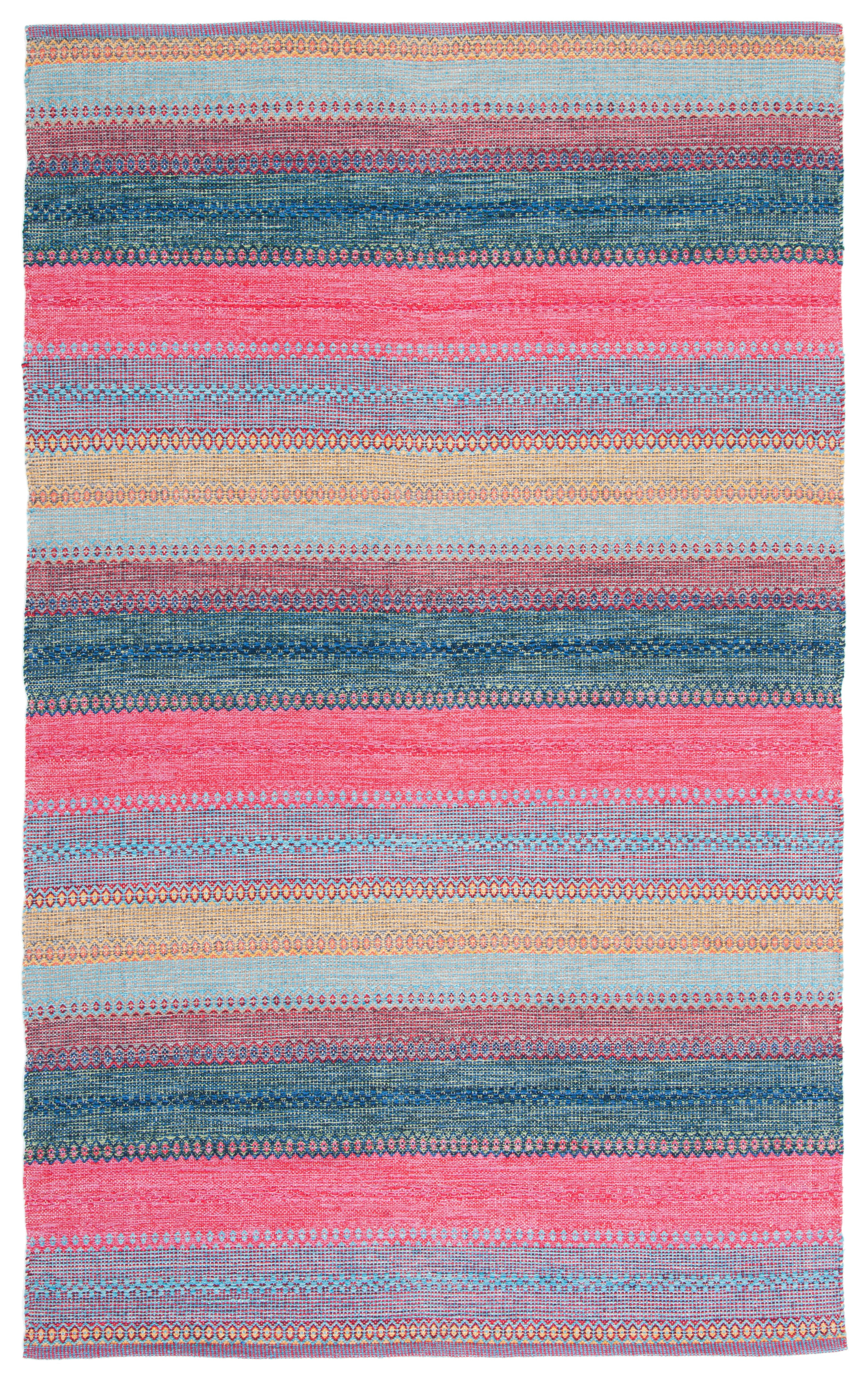 SAFAVIEH Montauk Albine Striped Cotton Area Rug, Red/Blue, 6' x 9'